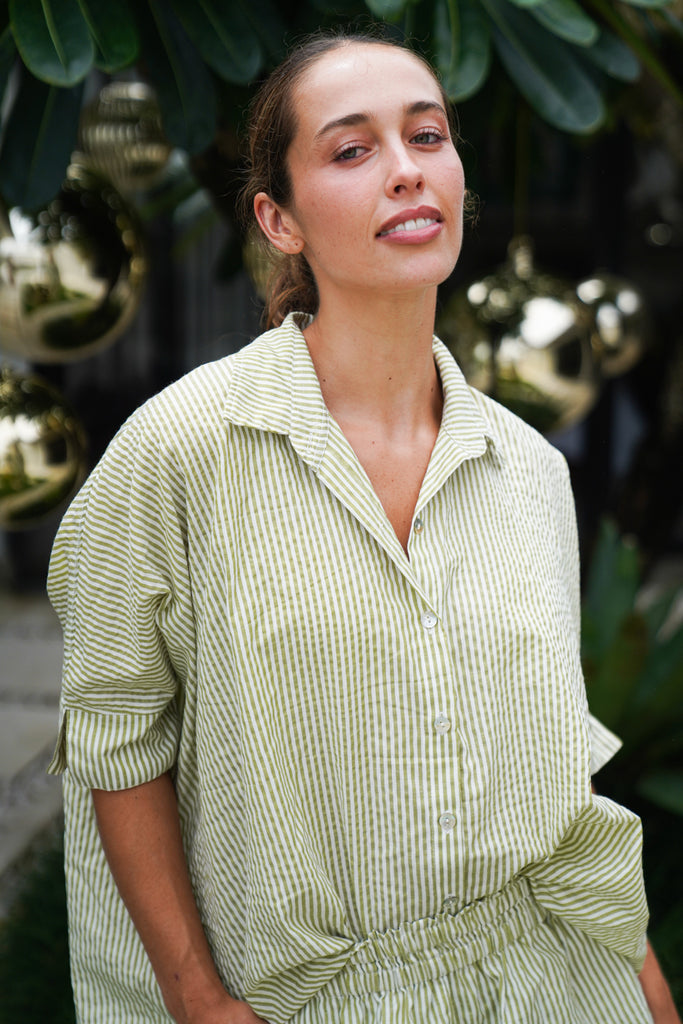 NINA Shirt Cotton Stripes (Avacado)