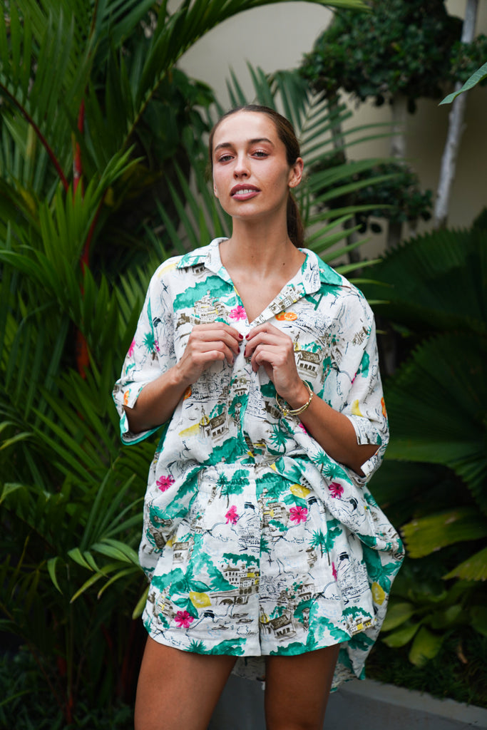 CASSIE Pure Linen Shorts (Amalfi)
