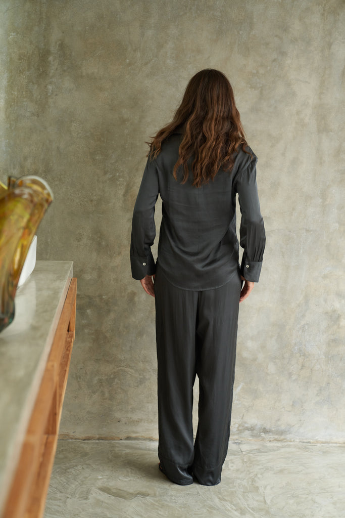 CASSIE Silky Pants (Charcoal)